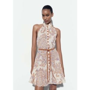 Zara sold out printed belted dress